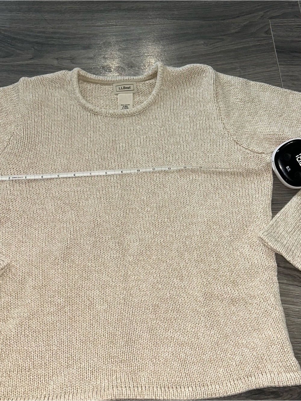 100% Cotton L.L. Bean Cream Knit Crewneck Sweater - Women's - Picture 4 of 7